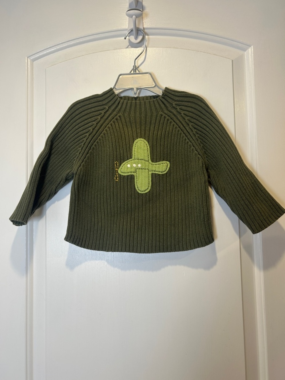 Gymboree Olive Green Ribbed Knit Sweater with Appliqué size 18-24m
